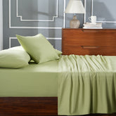 Eden Crisp & Light Weight 100% Cotton Solid Green Bed Sheet with Pillow Case