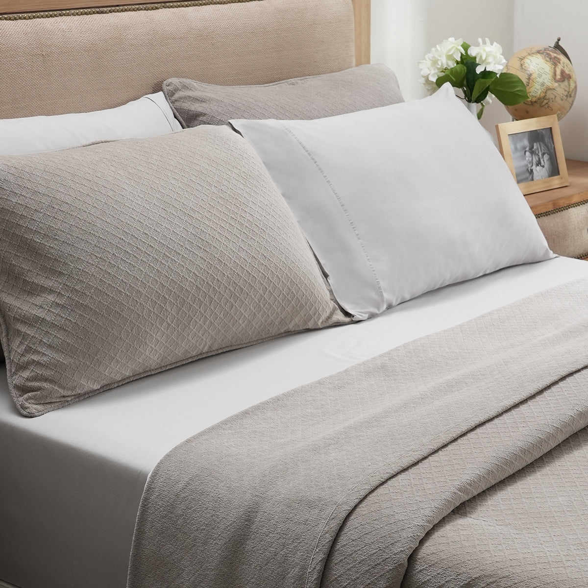 Blaize 100% Cotton Solid Weave Grey  Bed Cover