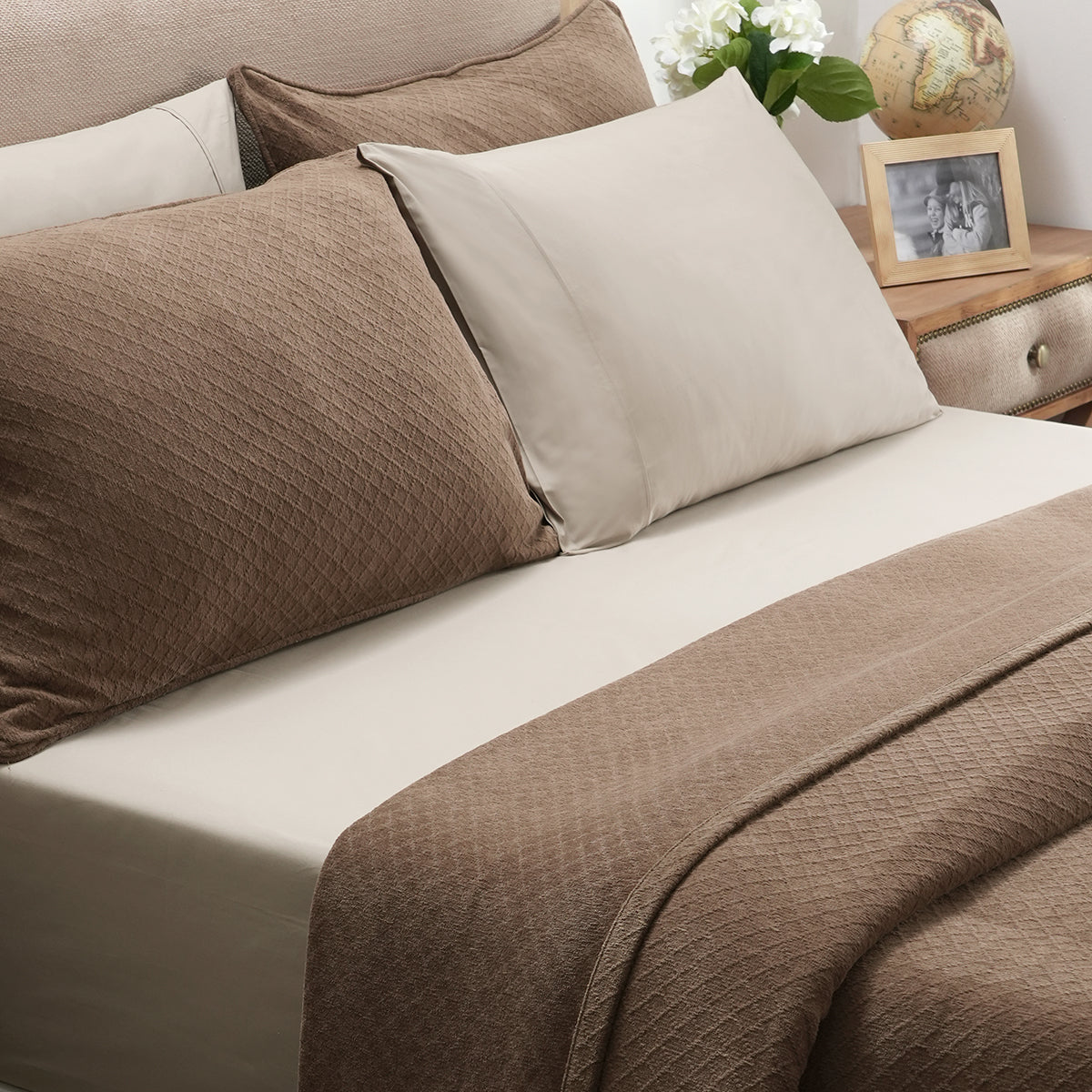 Blaize 100% Cotton Solid Weave Brown Bed Cover