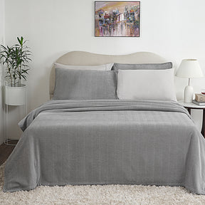 Caroline Woven Herringbone Pattern with Soft Drape Style Grey Bed Cover/Blanket
