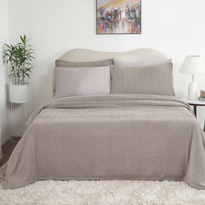 Caroline Woven Herringbone Pattern with Soft Drape Style Neutral Bed Cover/Blanket