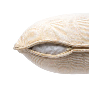 Caroline Herringbone Textured Soft Woven Beige Cushion Cover
