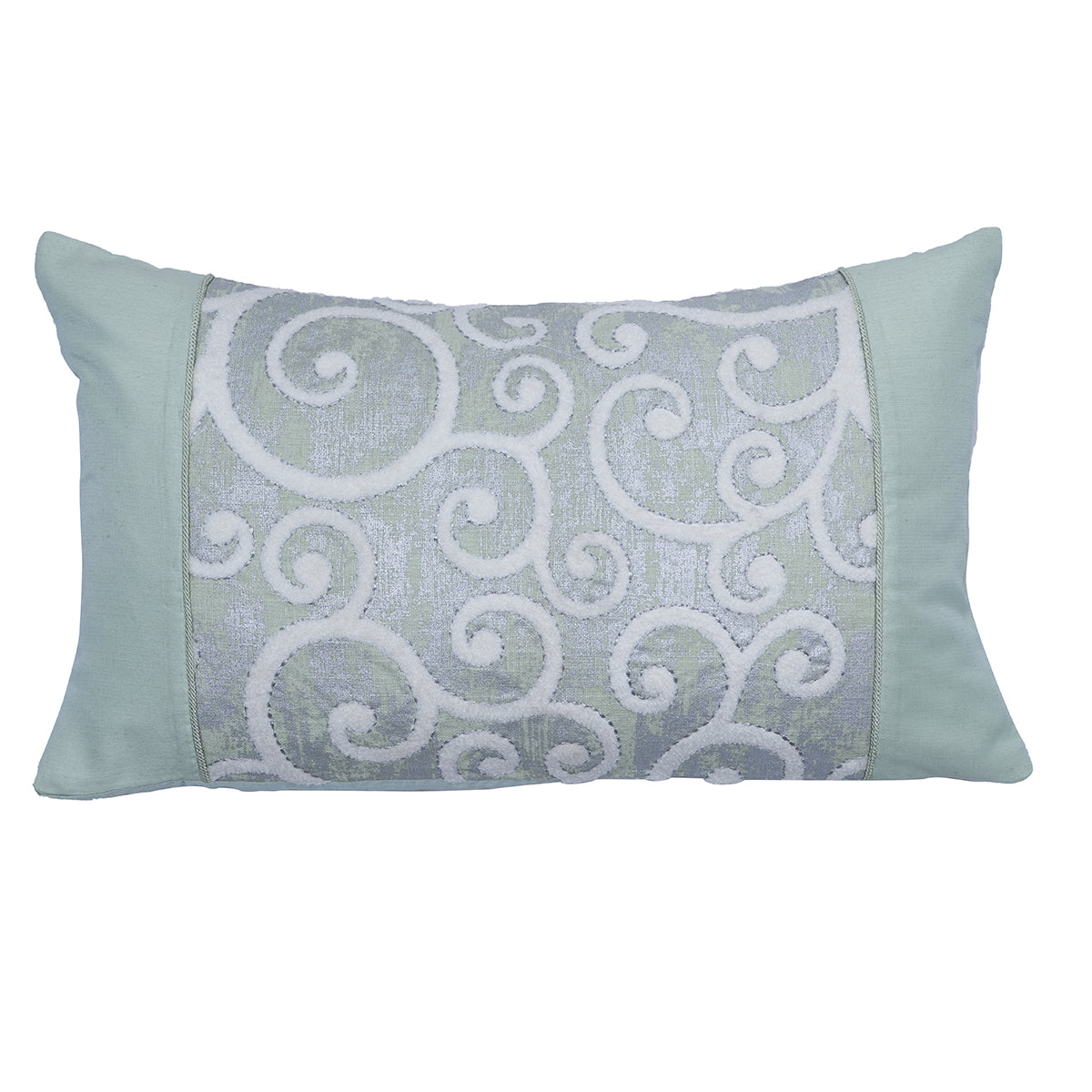 Tranquil Essence Folio Fiction Embroidered Viscose Blend Green Cushion Cover