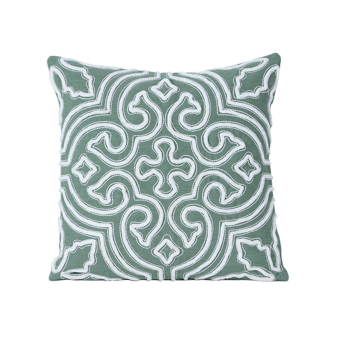 Tranquil Essence Alligator Reflect Embroidered 100% Cotton Green Cushion Cover
