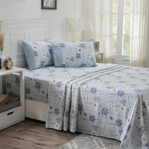 Optimist Bloom 200 TC Spongy Floral 100% Cotton Printed Bed Sheet with Pillow Case