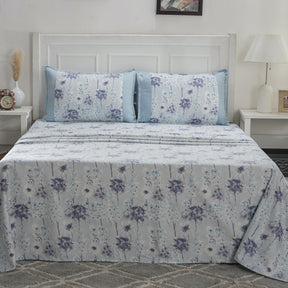 Optimist Bloom 200 TC Spongy Floral 100% Cotton Printed Bed Sheet with Pillow Case