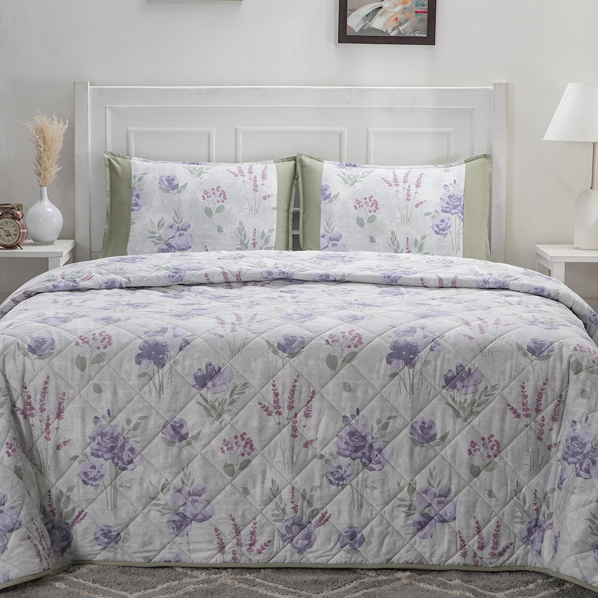 Optimist Bloom 115 GSM Soft Rose Summer AC Quilt/Quilted Bed Cover/Comforter