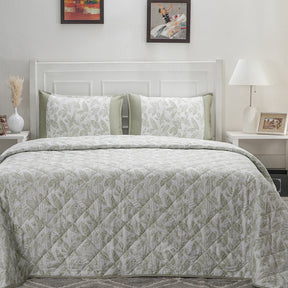 Optimist Bloom Tropical Texture 4PC Quilt/Quilted Bed Cover Set