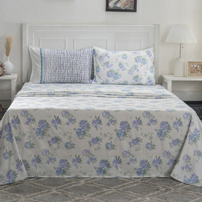 Optimist Bloom 300 TC Isidora 100%Cotton Printed Bed Sheet with Pillow Case