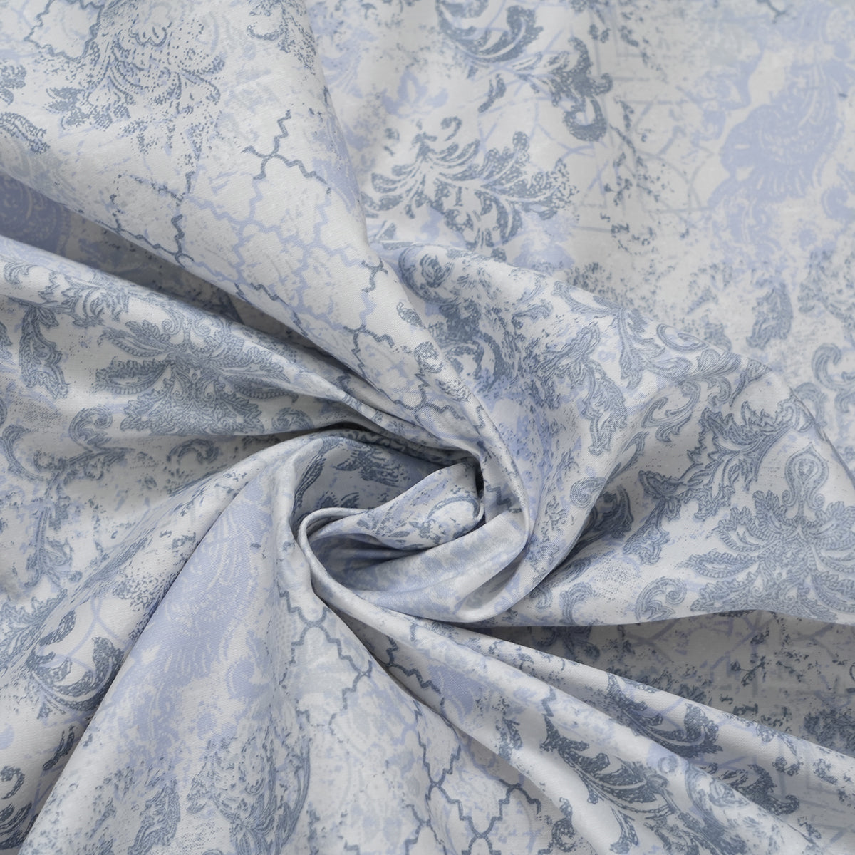 PBS Refined Retro Nouvel Damask 100% Cotton Soft Blue Bed Sheet Set