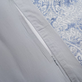 PBS Refined Retro Baroque 100% Cotton Blue Duvet Cover With Pillow Case