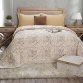 6PC Quilt/Quilted Bed Cover Set Neutral PBS Refined Retro Nouvel Damask