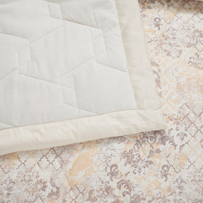 6PC Quilt/Quilted Bed Cover Set Neutral PBS Refined Retro Nouvel Damask