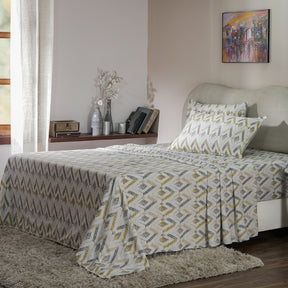 Hues PBS Refined Retro 210 TC Damascus Bed Sheet With Pillow Cover