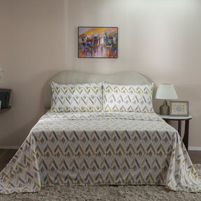 Hues PBS Refined Retro 210 TC Damascus Bed Sheet With Pillow Cover