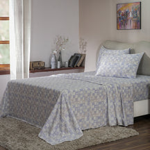 Hues PBS Refined Retro 210 TC Rochelle Bed Sheet With Pillow Cover