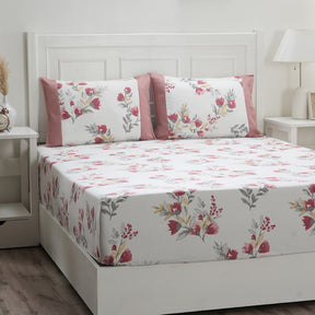 Royal Botanic Floral Leaves Print 200TC Cotton Multi 6PC Bed Bath Set