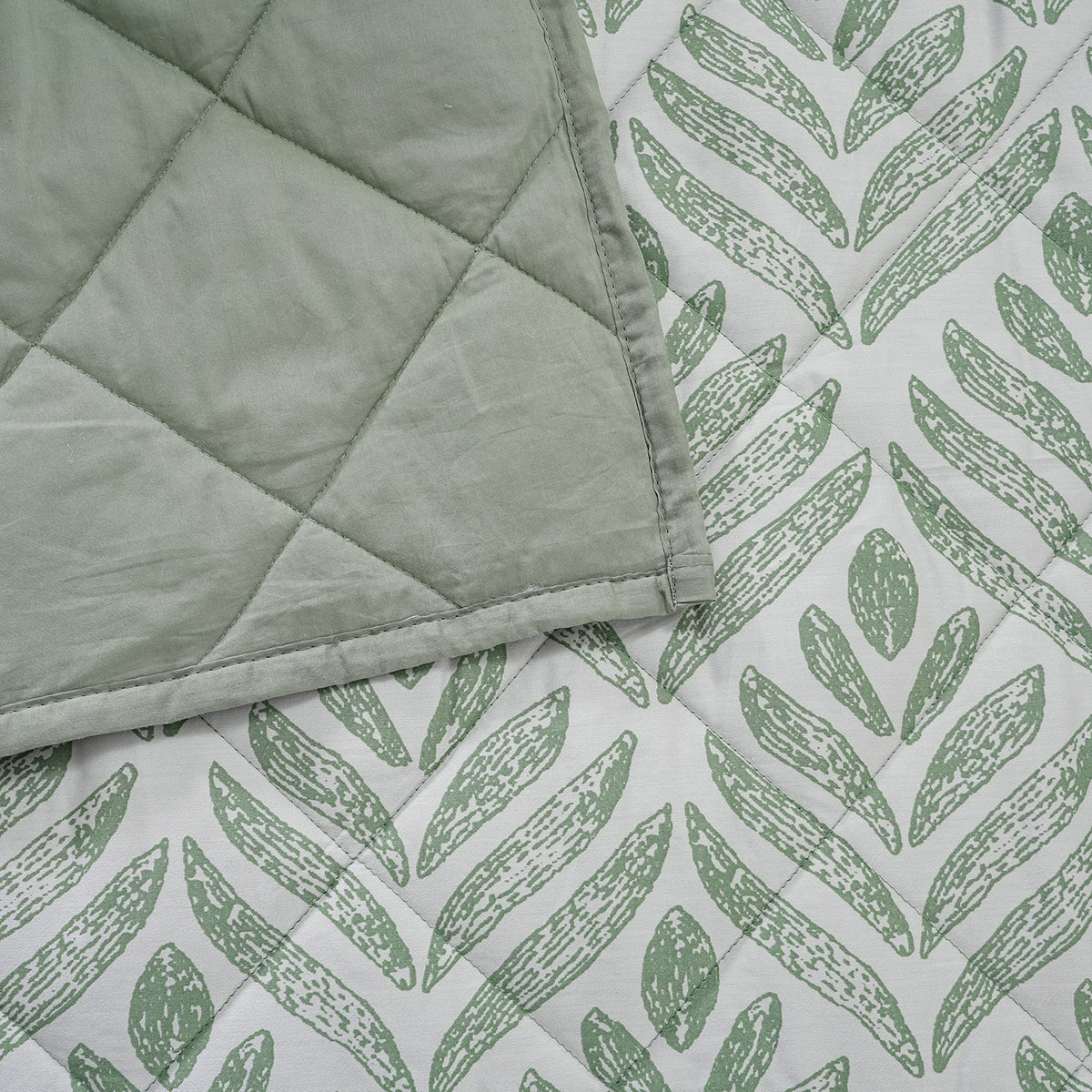 Royal Botanic 115 GSM Petal Touch Green Quilt/Quilted Bed Cover