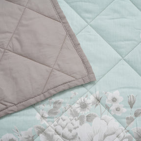 Royal Botanic Bloom Flora Aqua 4PC Quilt/Quilted Bed Cover Set