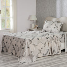 Enchanted Harmony Ogee Flent Printed Cotton Bed Sheet With Pillow Cover