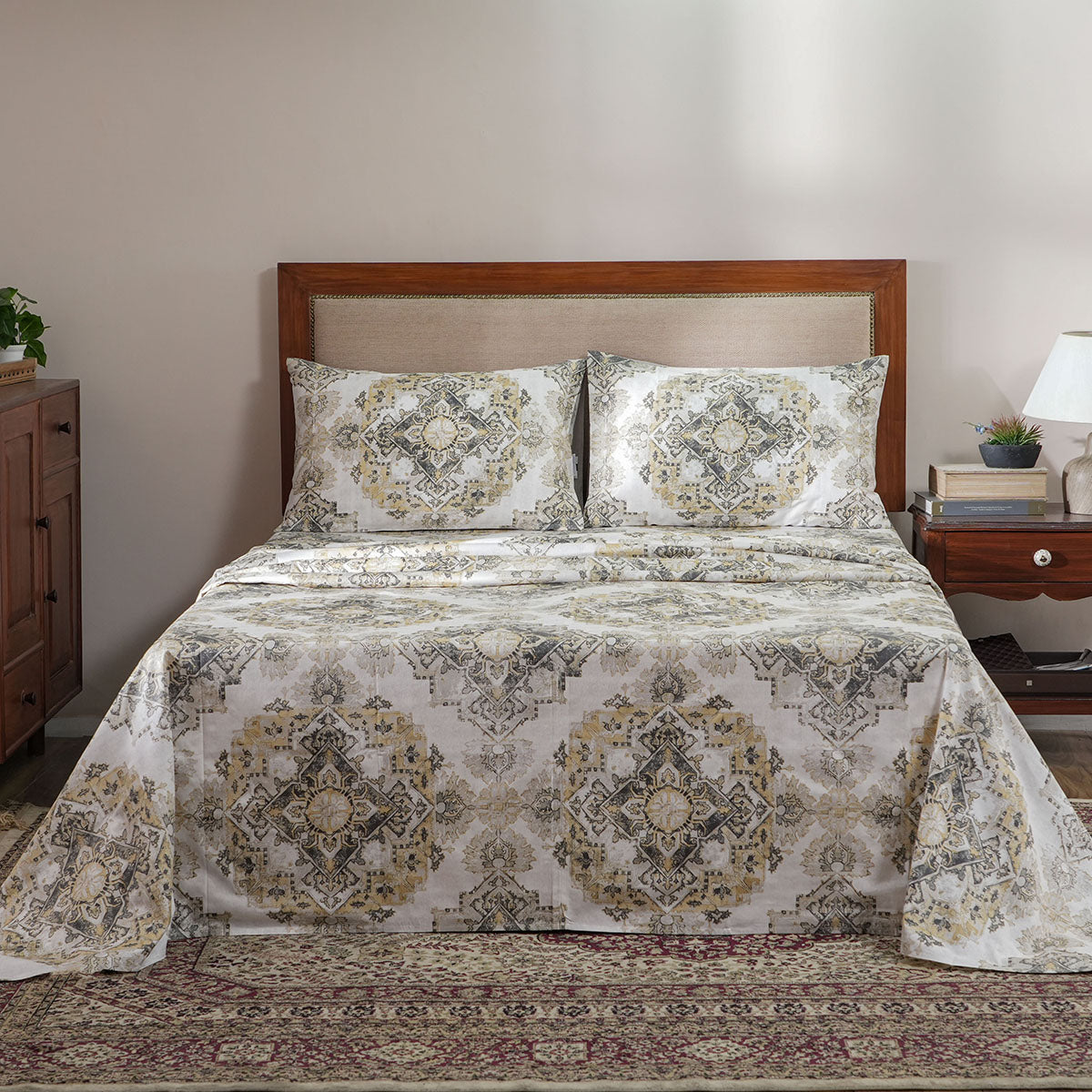 Utopian Regan 400TC Cotton Excessive Extreme Printed King Bedsheet With Pillow Covers