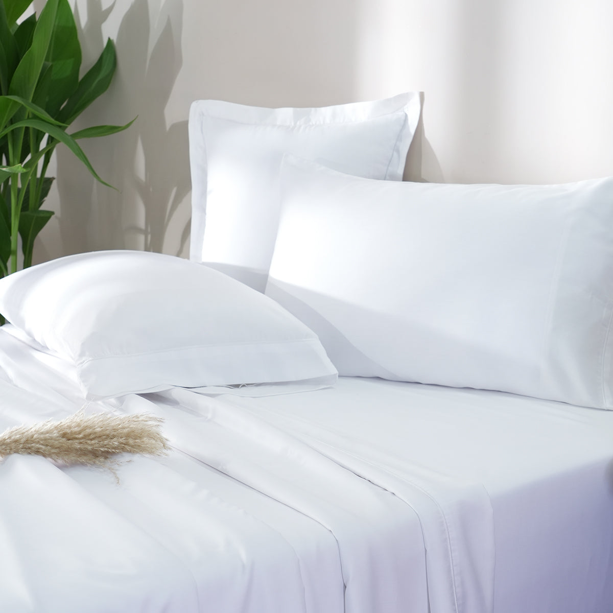 Galen Solid White Bed Sheet With Pillow Case