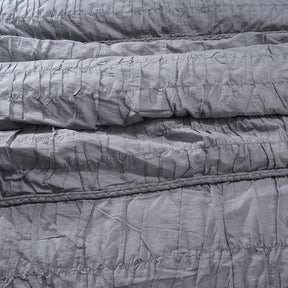 9PC Quilt/Quilted Bed Cover Set Rurban Rhupsodic Uneasy Lines Grey