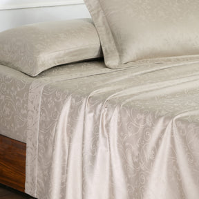 Scroll Self Jacquard 100% Cotton Ultra Soft Bed Sheet With Pillow Covers