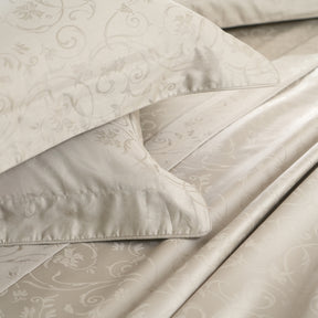 Scroll Self Jacquard 100% Cotton Ultra Soft Bed Sheet With Pillow Covers