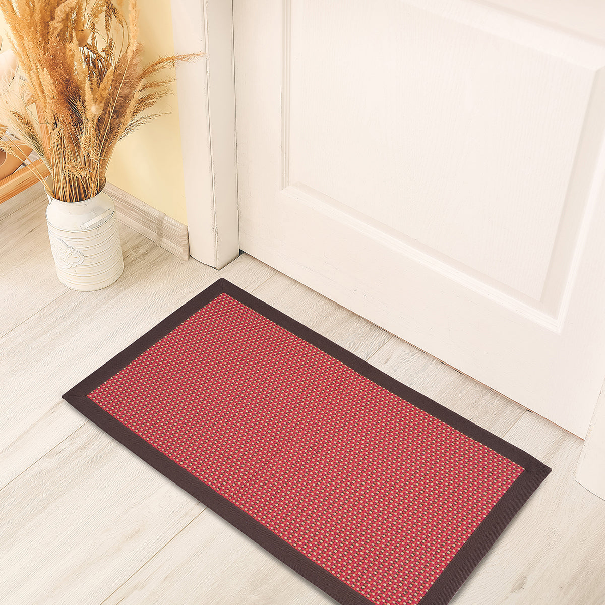 Checkered Mat Woven 100% Cotton 1PC Doormat
