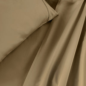 Slumber Plain Easy Care Percale 100% Cotton Yellow/Latte Crisp Bed Sheet with Pillow Case