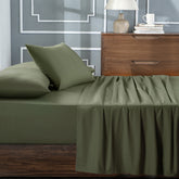 Slumber Plain Easy Care Percale 100% Cotton Green Crisp Bed Sheet with Pillow Case