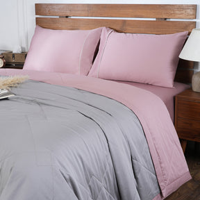 Selwyn Reversible Summer AC Quilt/Quilted Bed Cover/Comforter Misty Rose/Flint Grey Quilt