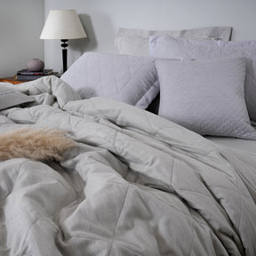 Emmie 100% Natural Cotton Filling Light Weight Winter Quilt / Quilted Bed Cover Grey