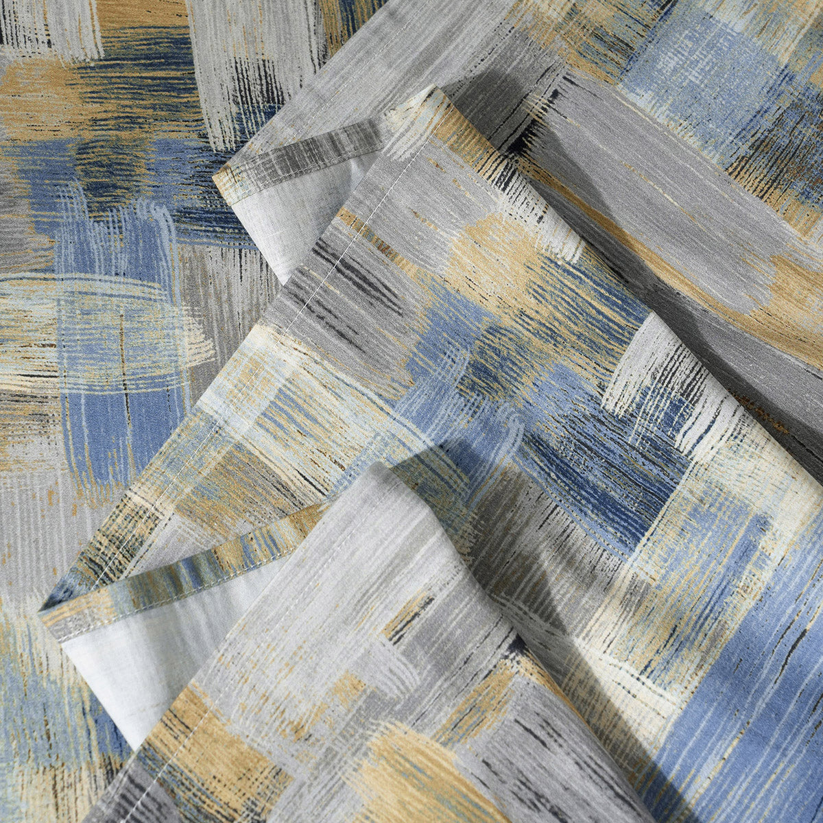 Whimsy Nature Brush Strokes Digital Printed 100% Cotton Blue Bedsheet with Pillow Case