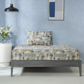 Whimsy Nature Brush Strokes Digital Printed 100% Cotton Blue Bedsheet with Pillow Case