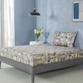 Whimsy Nature Brush Strokes Digital Printed 100% Cotton Blue Bedsheet with Pillow Case