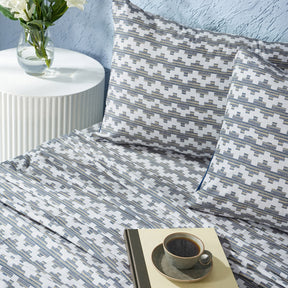 Whimsy Nature Twisty Melange Digital Printed 100% Cotton Blue Bedsheet with Pillow Case