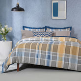 Whimsy Nature Vivid Plaid Woven 100% Cotton Blue 8pcs Duvet Cover Set