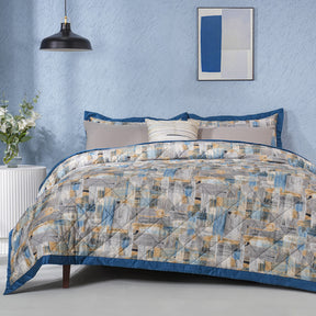 Whimsy Nature Brush Strokes Blue 8pcs Quilt/Quilted Bed Cover