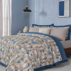 Whimsy Nature Brush Strokes Blue 8pcs Quilt/Quilted Bed Cover