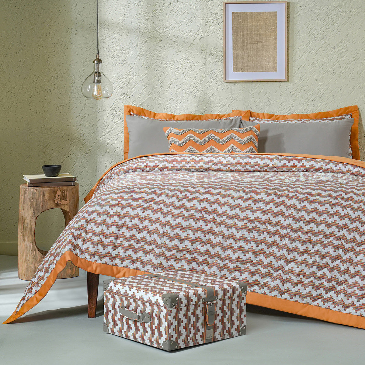Whimsy Nature Twisty Melange Rust 8pcs Quilt/Quilted Bed Cover
