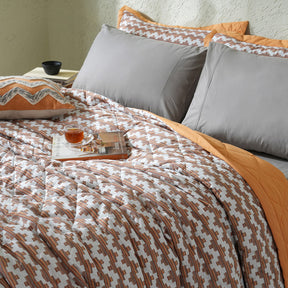Whimsy Nature Twisty Melange Rust 8pcs Quilt/Quilted Bed Cover