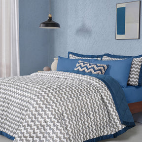 Whimsy Nature Twisty Melange Blue 8pcs Quilt/Quilted Bed Cover