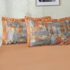 Whimsy Nature Brush Strokes Pillow Sham Set Rust