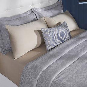 Classical Impression Curly Scroll 100% Cotton 8pcs Bed Cover Set Grey