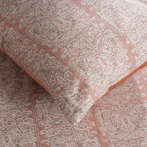 Classical Impression Folkloric 100% Cotton Bedsheet with Pillow Case Rust