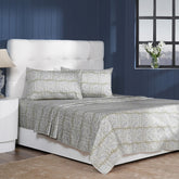 Classical Impression Folkloric 100% Cotton Bedsheet with Pillow Case Green