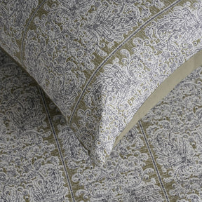 Classical Impression Folkloric 100% Cotton Bedsheet with Pillow Case Green