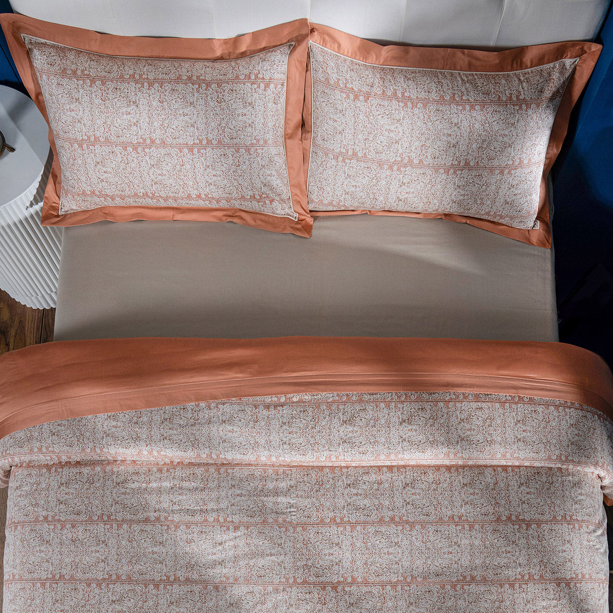 Classical Impression Folkloric 100% Cotton Duvet Cover with Pillow Case Rust